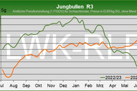 Marktgrafik: Jungbullen Handelsklasse R3 - amtliche Preisfeststellung